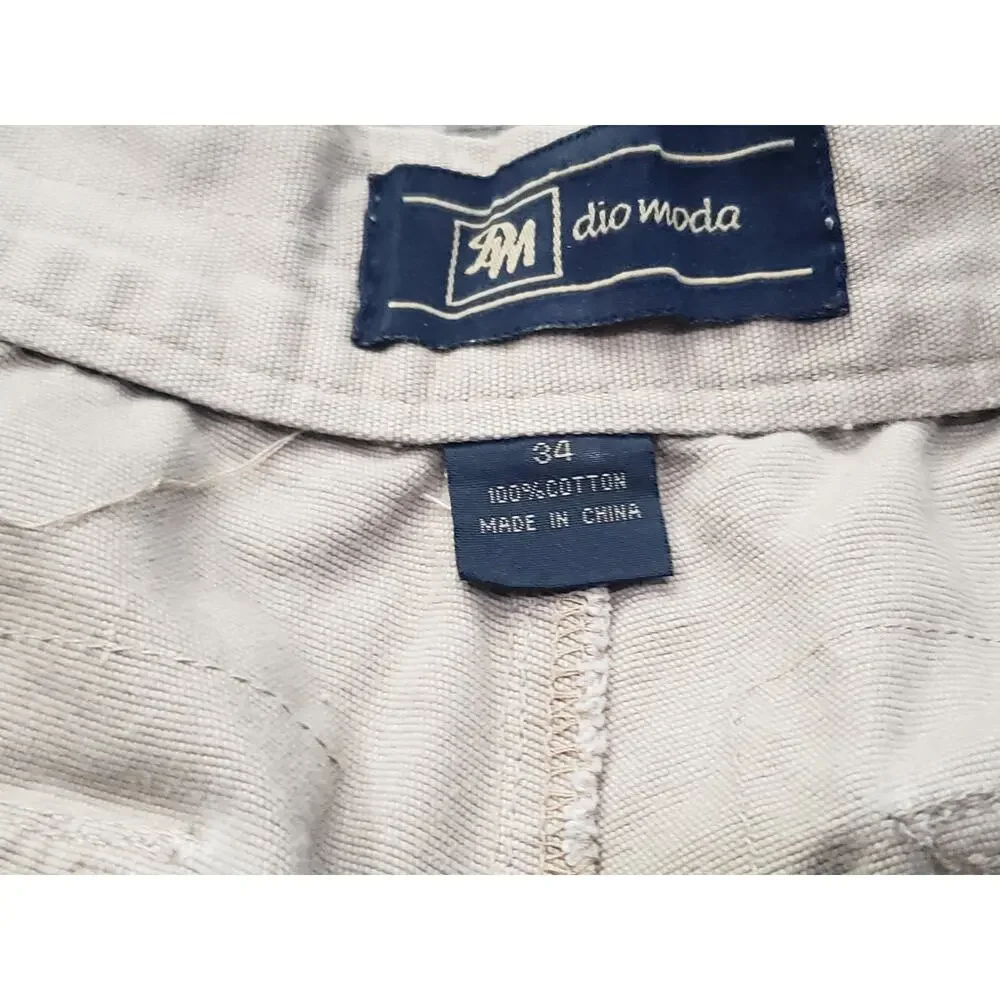 DM Dio Moda Mens Khaki Cargo Shorts 100% Cotton | Size 34